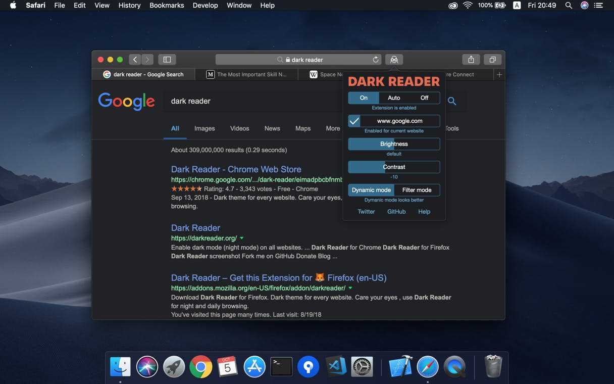 dark reader chrome